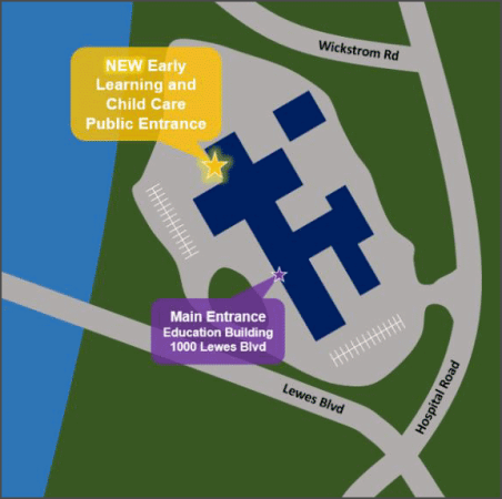Map of the Early Learning and Child Care public entrance