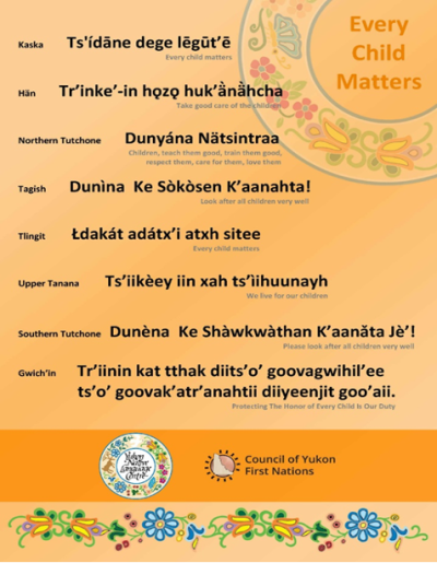 Every Child Matters poster from Yukon Native Language Centre